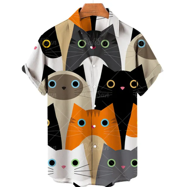 TEEK - Mens Cat Short Sleeve Shirts