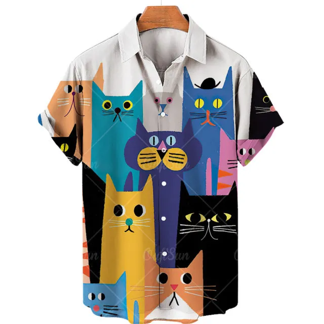 TEEK - Mens Cat Short Sleeve Shirts
