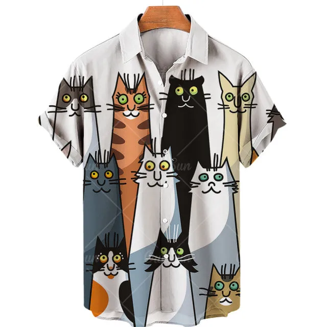 TEEK - Mens Cat Short Sleeve Shirts