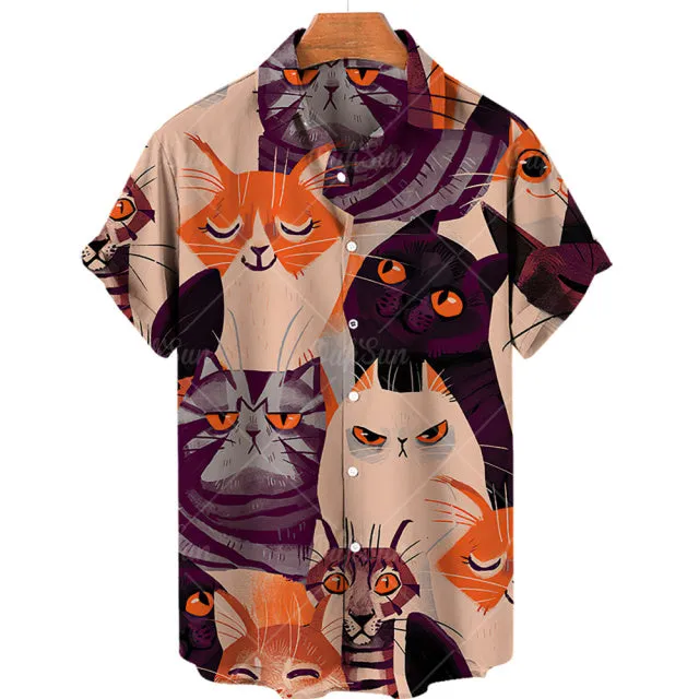 TEEK - Mens Cat Short Sleeve Shirts