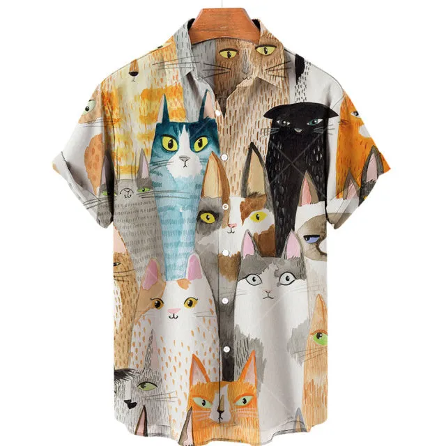 TEEK - Mens Cat Short Sleeve Shirts