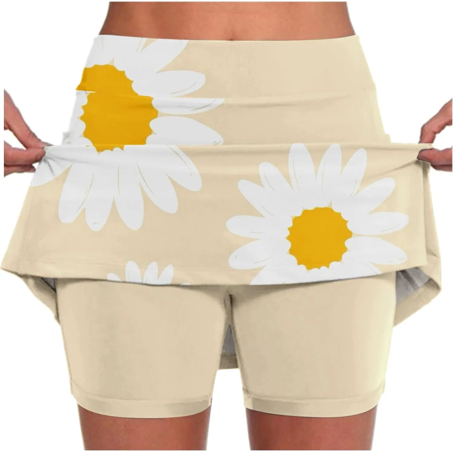 Tennis Golf Skorts for Women with Pockets Leaves Print Plus Size Skorts 2025 Summer High Waist Athletic Skirts