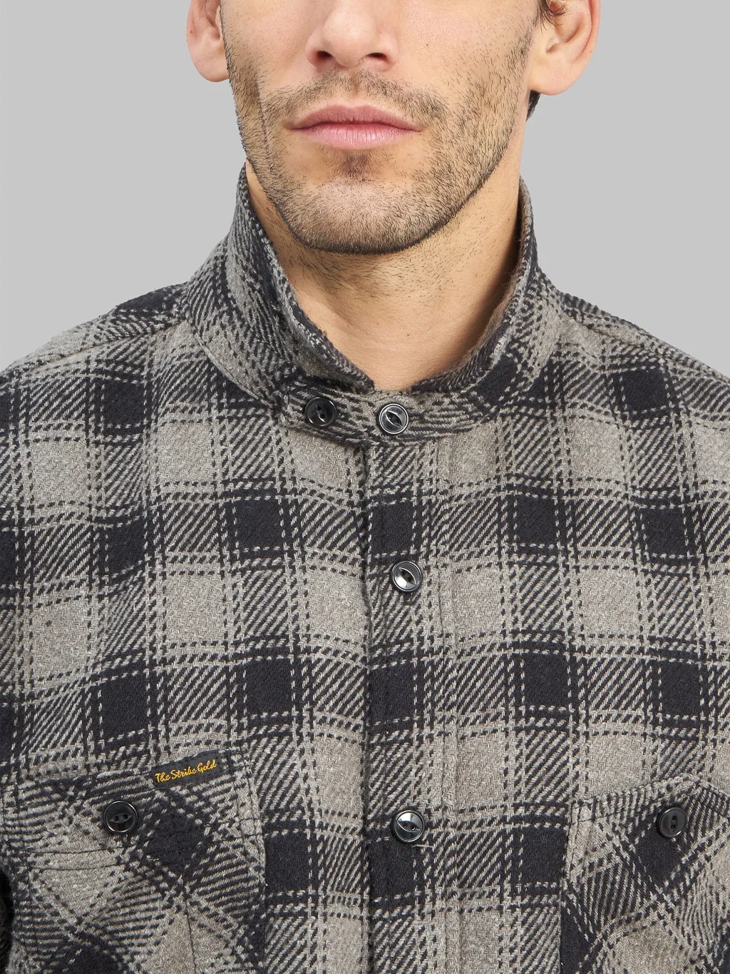 The Strike Gold SGS2203 Recycled Cotton Flannel Mixed Nep Check Work Shirt Grey