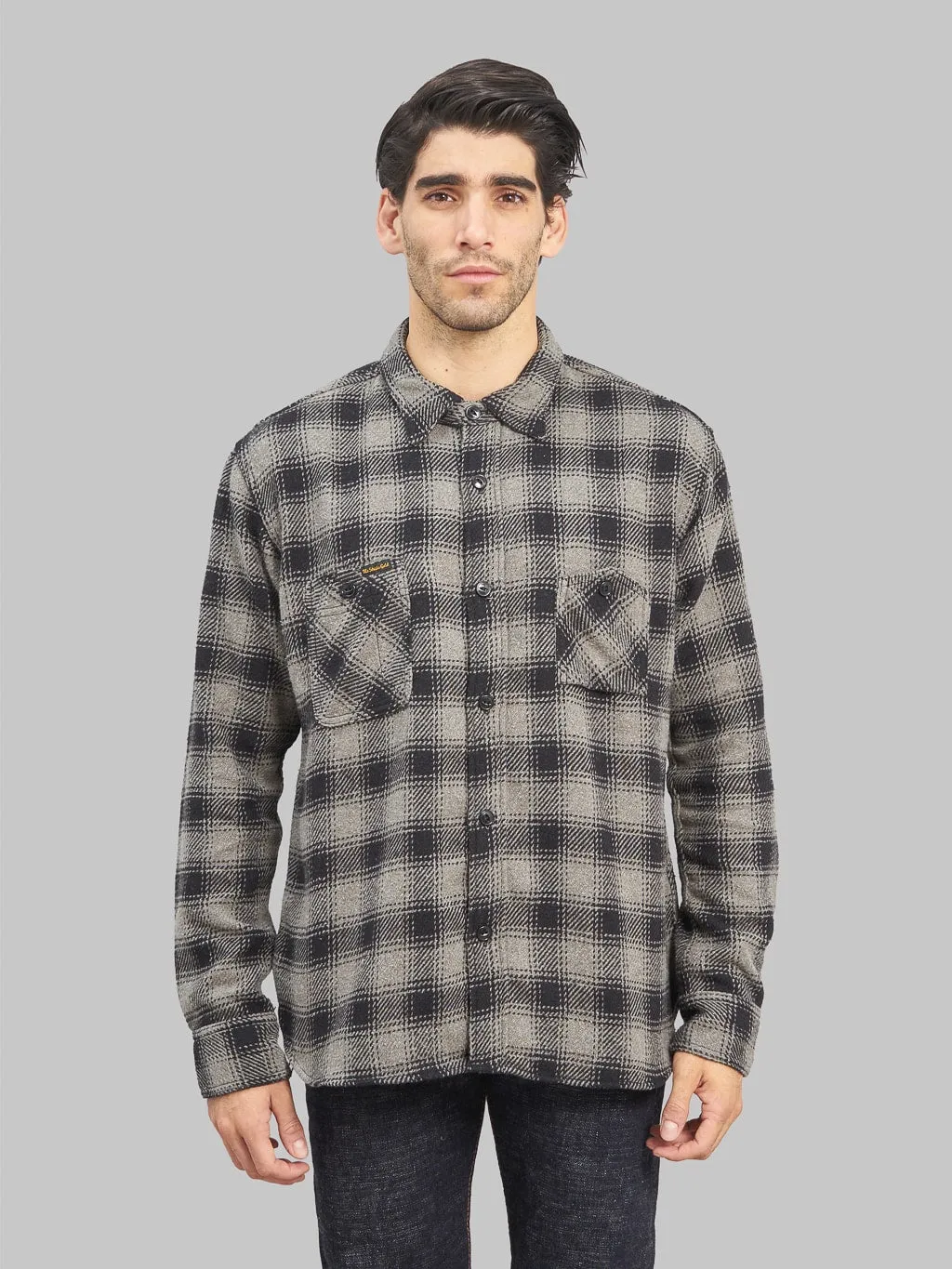 The Strike Gold SGS2203 Recycled Cotton Flannel Mixed Nep Check Work Shirt Grey