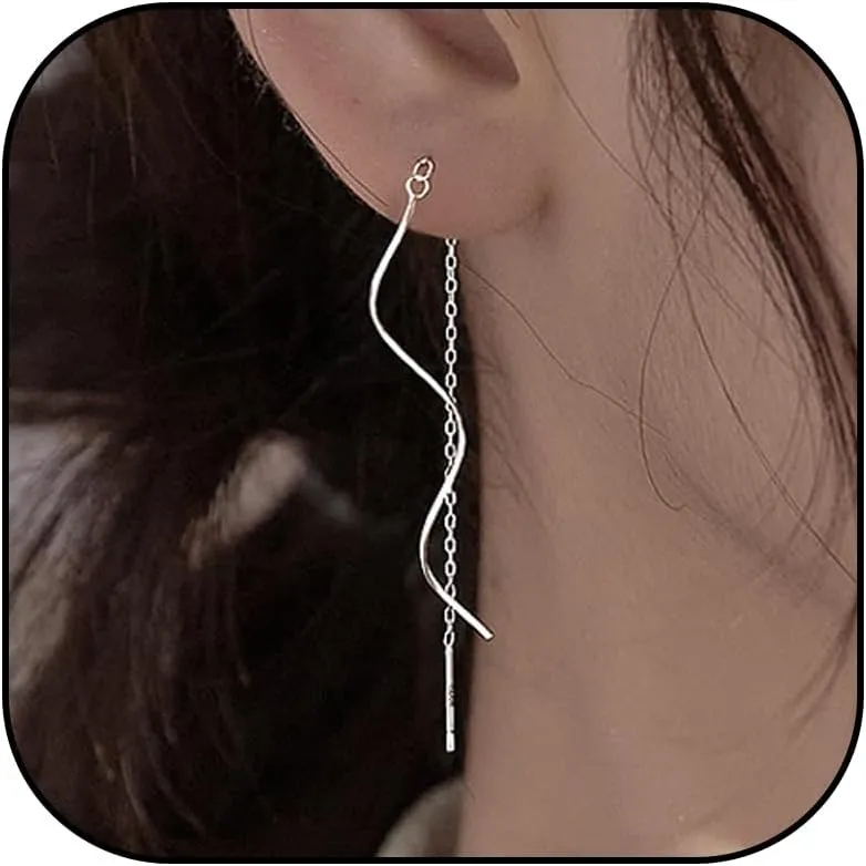 Threader Earrings for Women Gold Chain Earrings Long Tassel Earrings Spiral Threader Earrings Jewelry Gifts