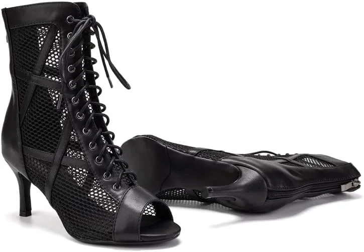 TINRYMX Women Ballroom Dance Boots Latin Salsa Performance Practice Hight Heel Dance Shoes, Model-DSK99