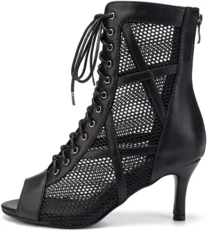 TINRYMX Women Ballroom Dance Boots Latin Salsa Performance Practice Hight Heel Dance Shoes, Model-DSK99