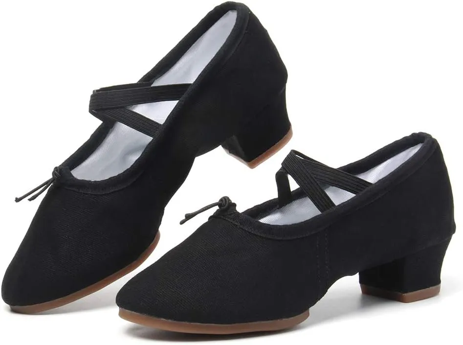 TINRYMX Women Latin Dance Shoes Ballroom Canvas Dance Shoes with Rubber Sole