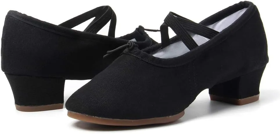 TINRYMX Women Latin Dance Shoes Ballroom Canvas Dance Shoes with Rubber Sole