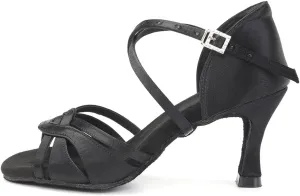 TINRYMX Women's Latin Dance Shoes Ballroom Salsa Cha-cha Professional Practice Performance Dance Sandals,Model-EM3038-DB