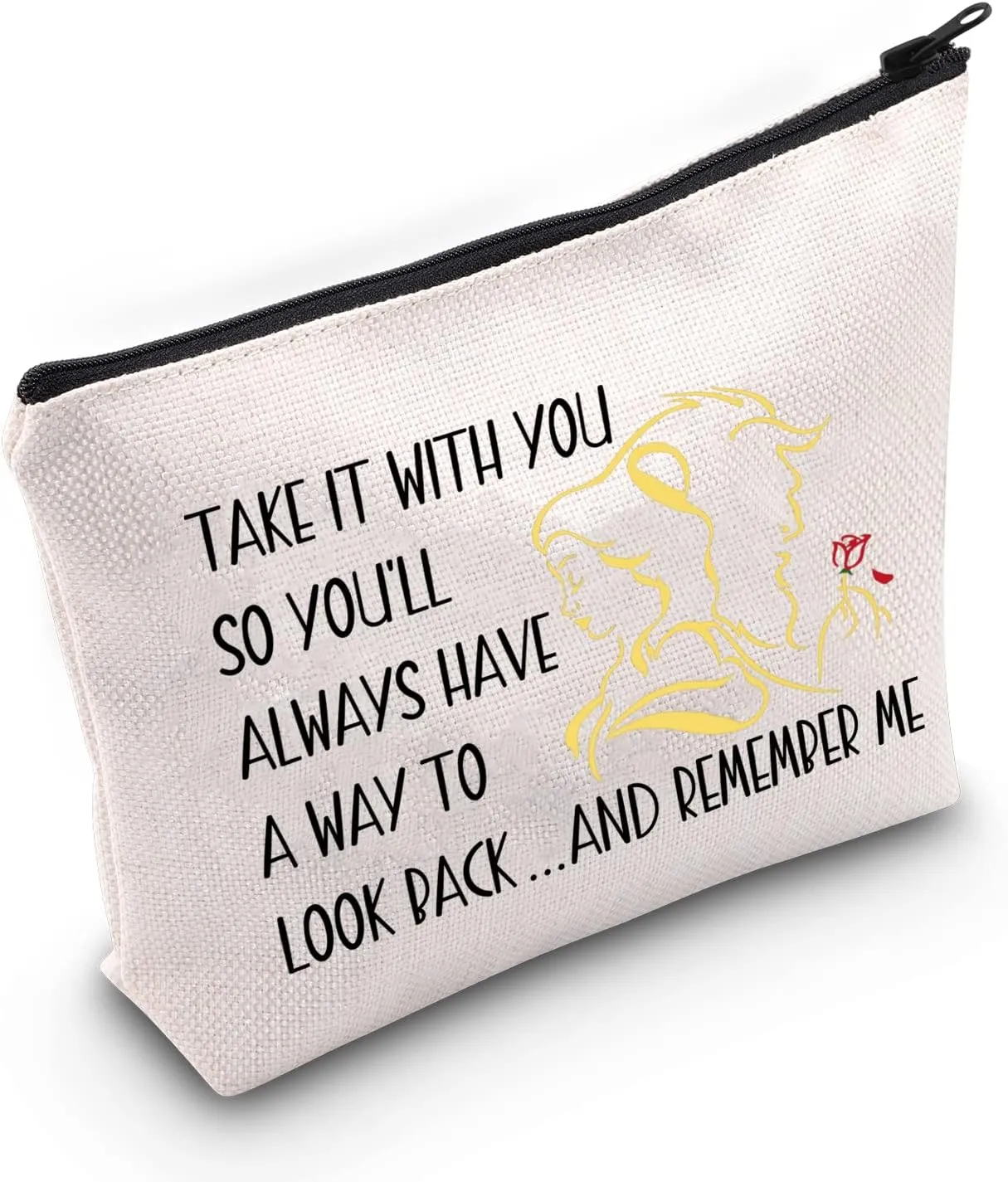 TOBGBE Beauty and the Beast Makeup Bag Beauty and the Beast Quotes Gift Beauty and the Beast Cosmetic Bag (remember me)