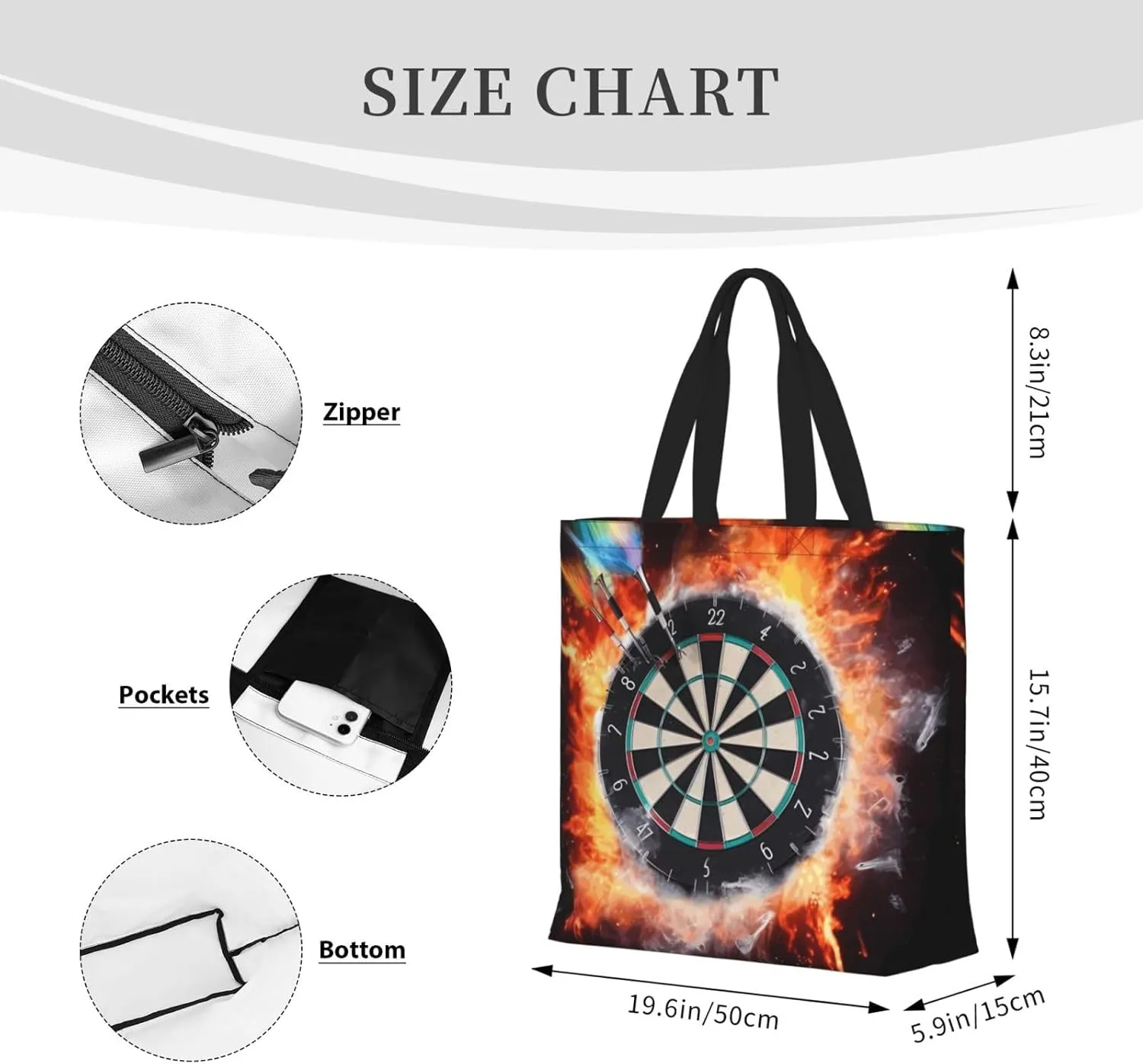 Tote Bag for Women Reusable Grocery Bags Dragonflies Grey Tote Bag with Inner Pocket Travel Tote for Shopping