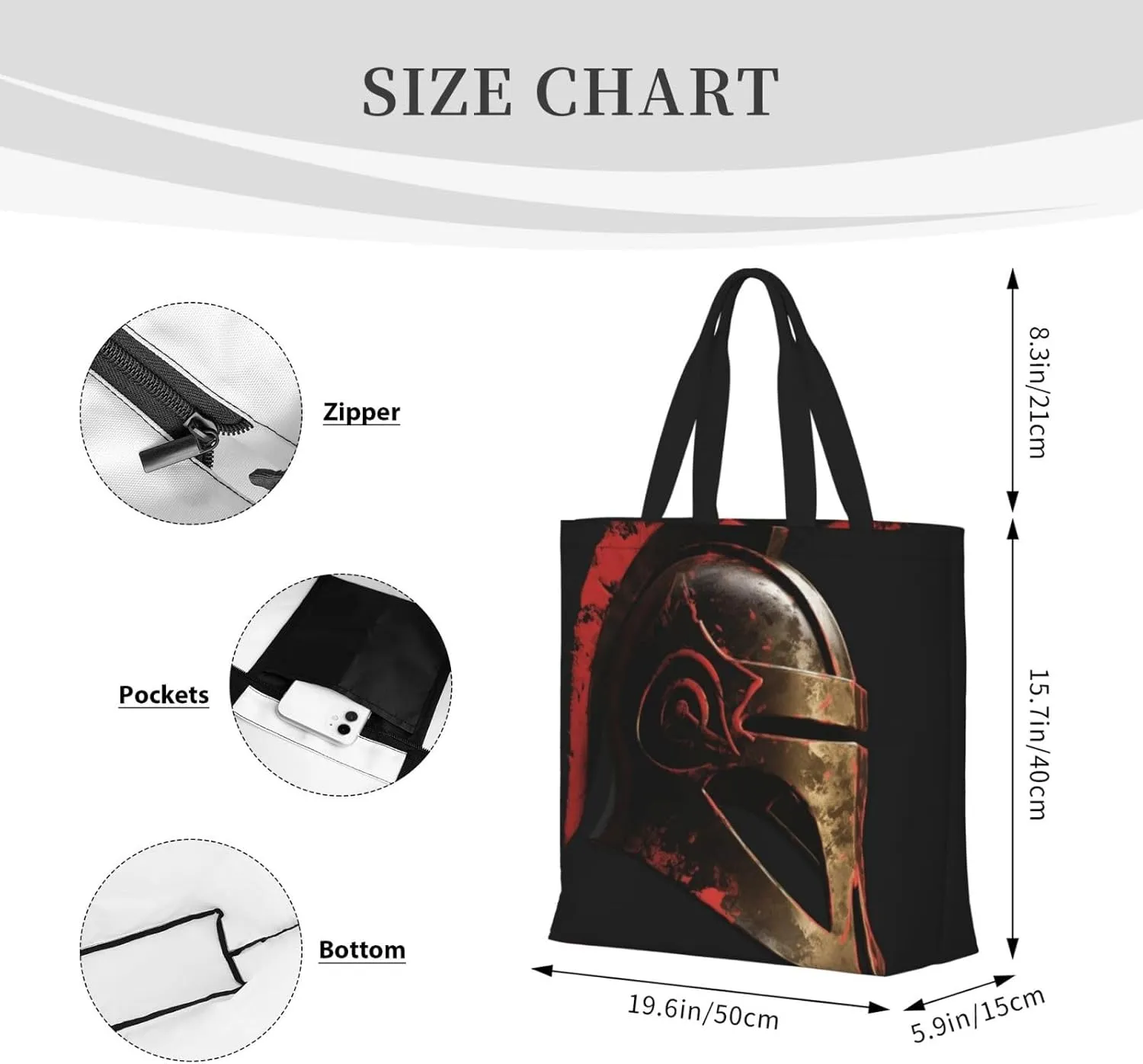 Tote Bag for Women Reusable Grocery Bags Surfboard Tote Bag with Inner Pocket Travel Tote for Shopping