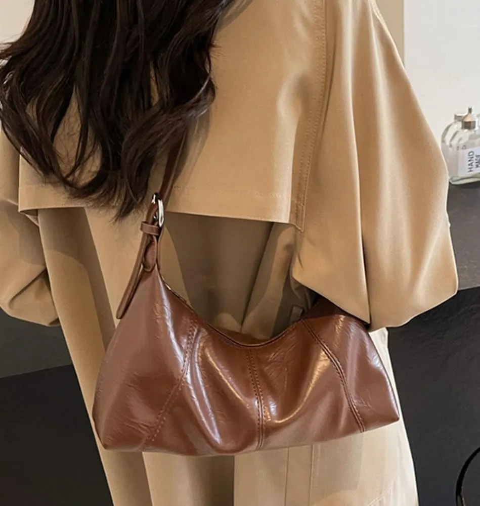 Trendy Dumpling Shoulder Bags for Women Small Vegan Leather Crossbody Totes Purse Soft Handbag Ladies Satchels
