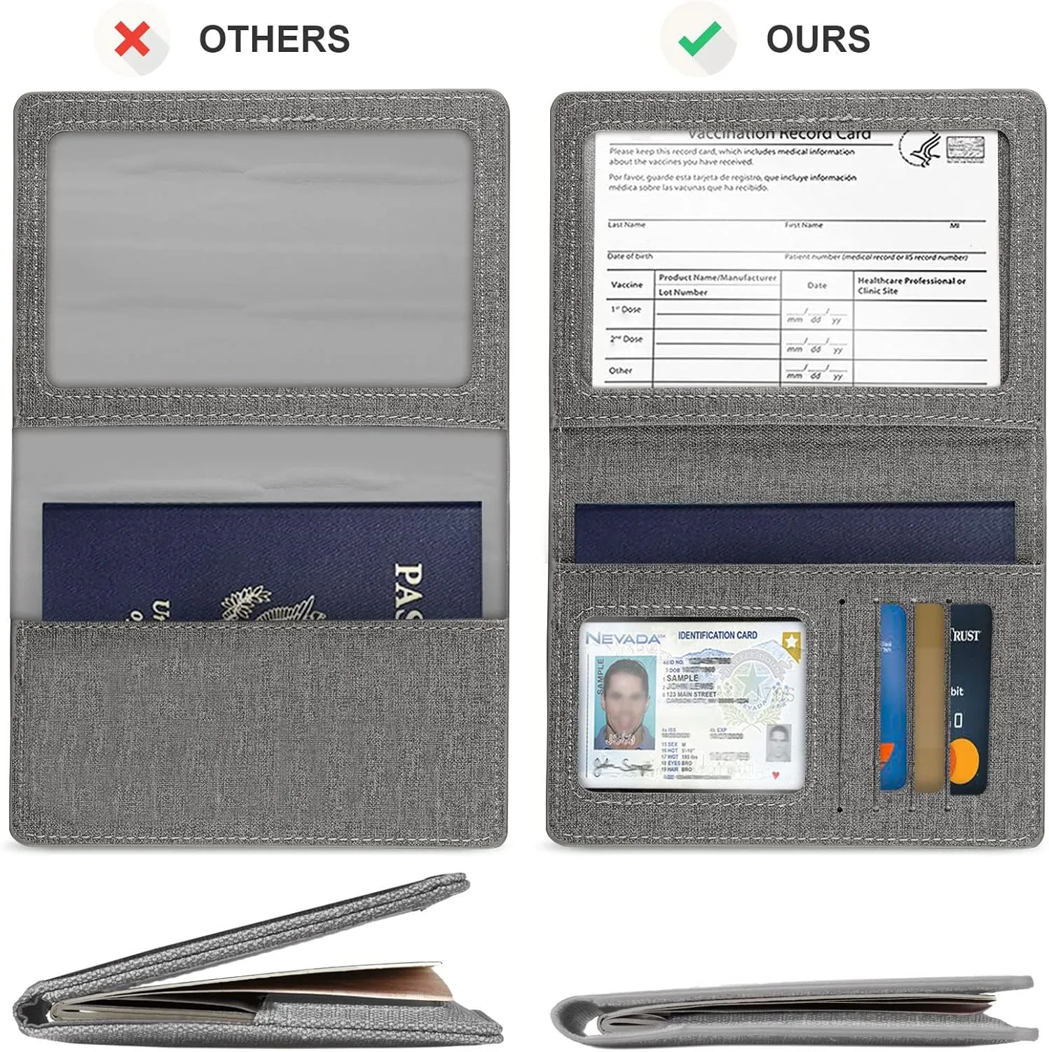 Vaccine Card Holder,Passport Cover (Gray)