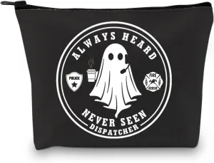 VAMSII 911 Dispatcher Appreciation Gift Always Heard Never Seen Makeup Bag Ghost Dispatcher Cosmetic Bag Emergency Dispatcher Merch (Always Heard Never Seen M)
