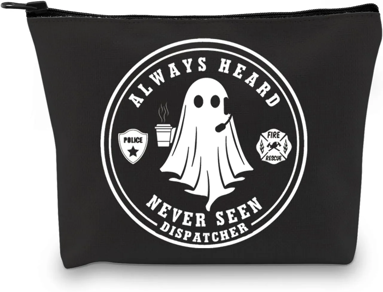 VAMSII 911 Dispatcher Appreciation Gift Always Heard Never Seen Makeup Bag Ghost Dispatcher Cosmetic Bag Emergency Dispatcher Merch (Always Heard Never Seen M)
