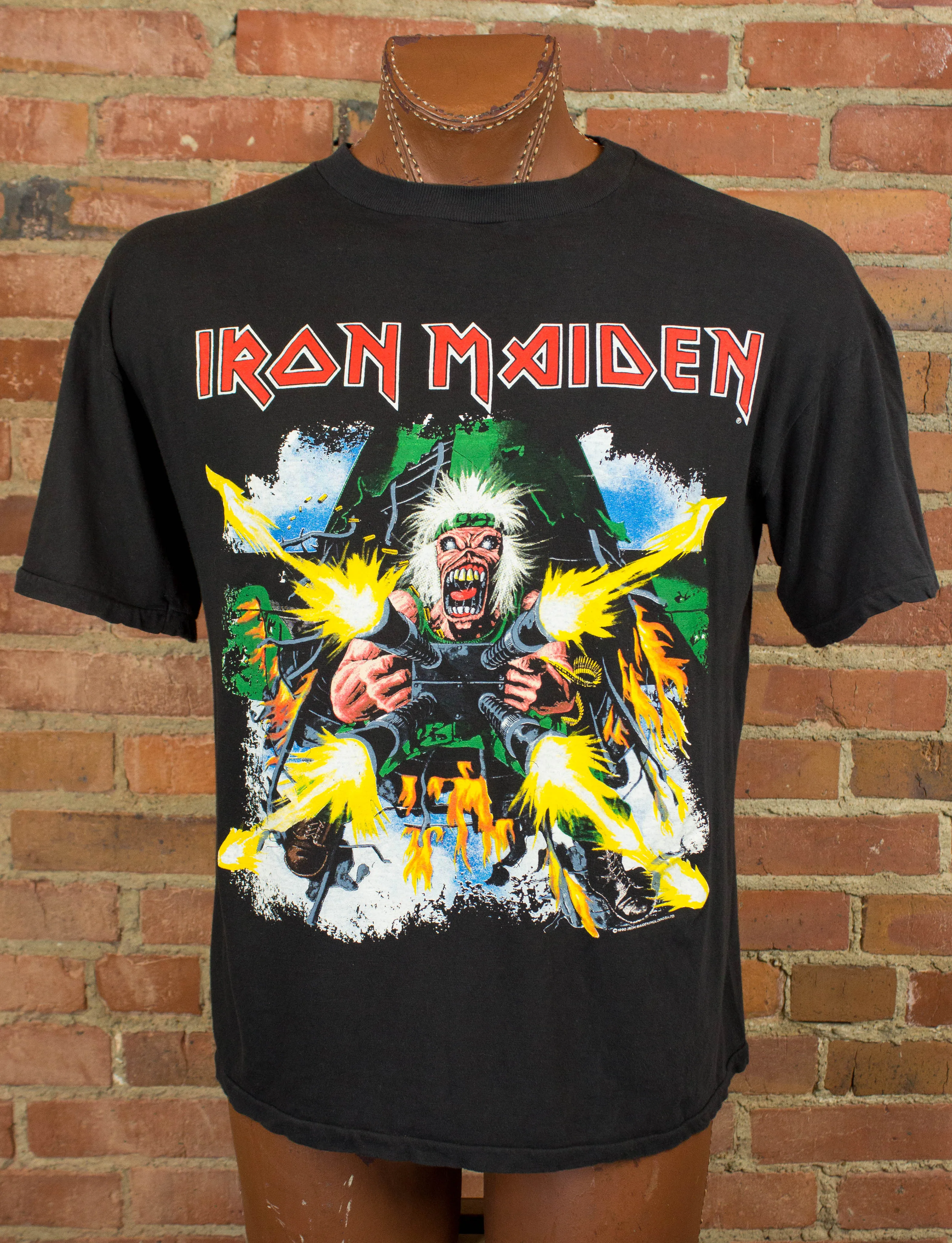 Vintage Iron Maiden Concert T Shirt 1990 Tailgunner World Tour Black Large-XL