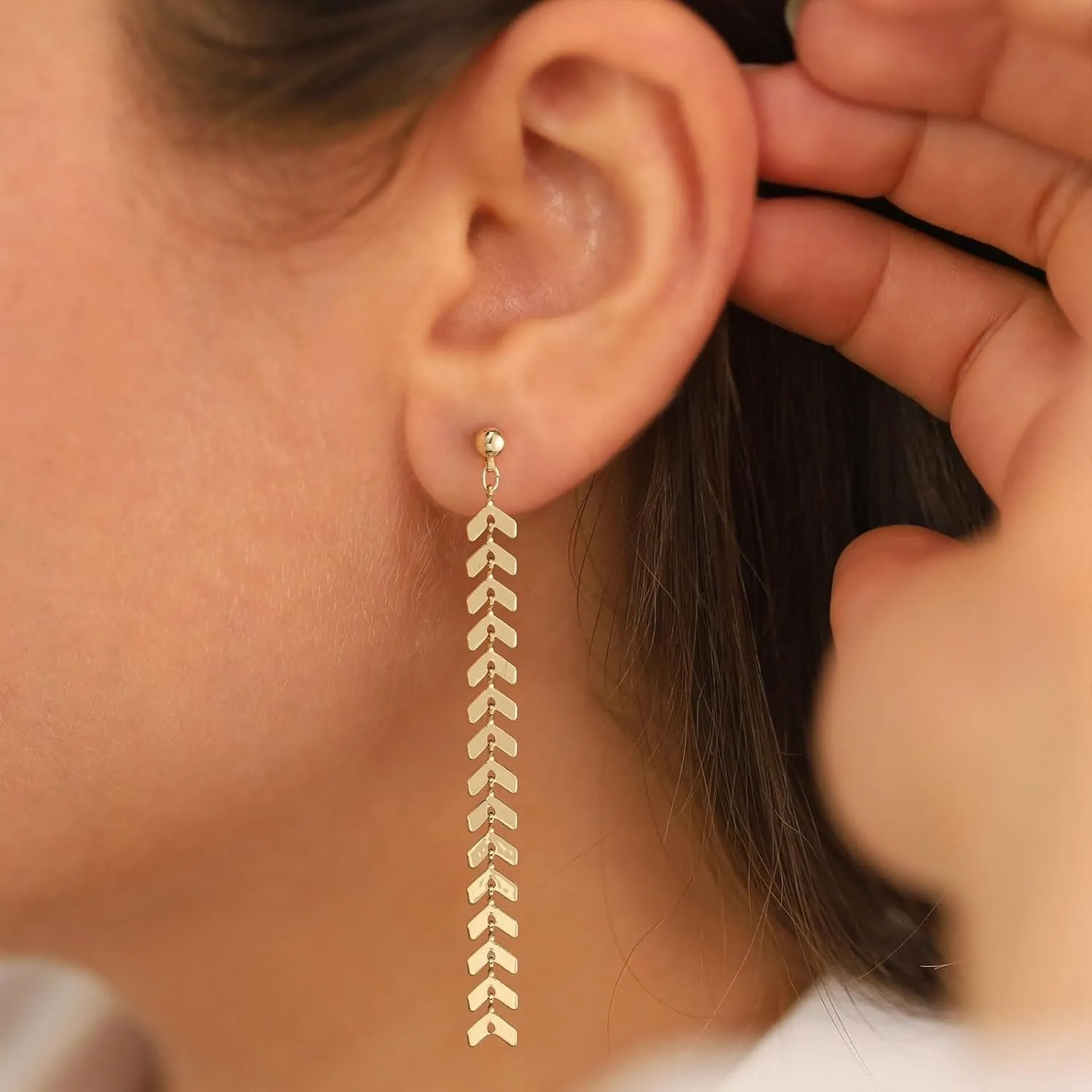 VRIUA Dangle Earrings for Women - 14K Gold Plated Statement Drop Earrings Dainty CZ Wedding Dangling Earrings Trendy Jewelry