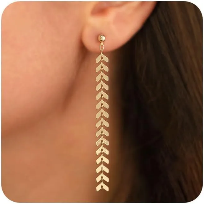 VRIUA Dangle Earrings for Women - 14K Gold Plated Statement Drop Earrings Dainty CZ Wedding Dangling Earrings Trendy Jewelry