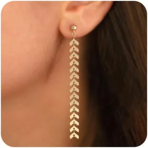 VRIUA Dangle Earrings for Women - 14K Gold Plated Statement Drop Earrings Dainty CZ Wedding Dangling Earrings Trendy Jewelry