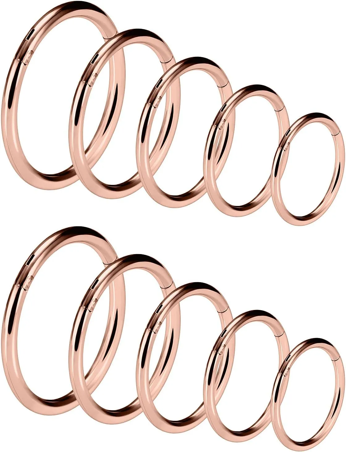 Vsnnsns 14G 16G Septum Nose Rings Hoops Lip Ring Piercing Jewelry 316L Surgical Steel Hinged Segment Clicker Cartilage Tragus Helix Conch Rook Daith Lobe Earrings Hoops Piercing Jewelry for Women Men
