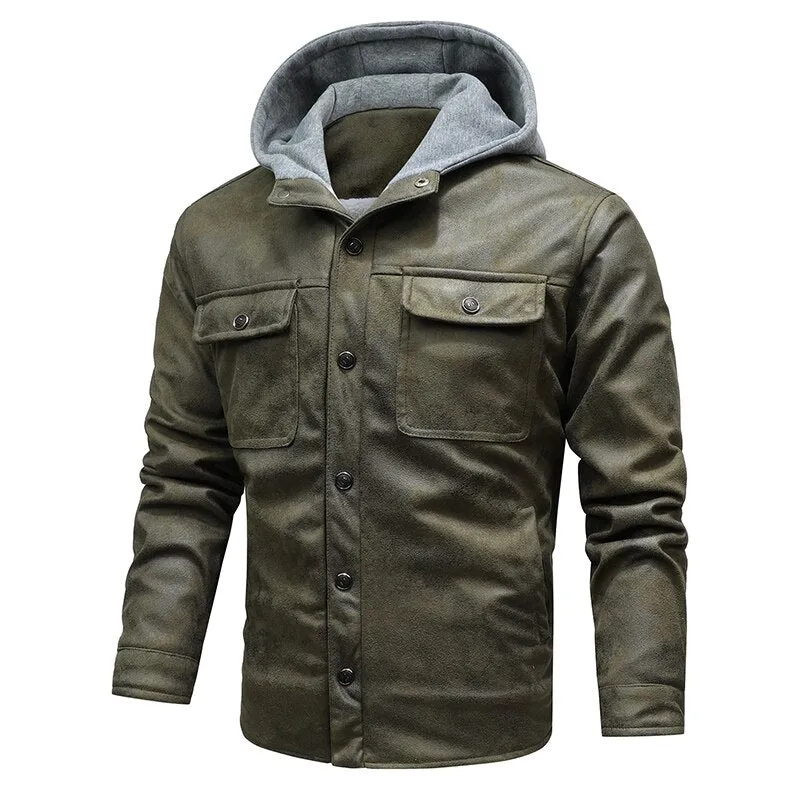 West Louis Leather Outwear Fleece Jacket