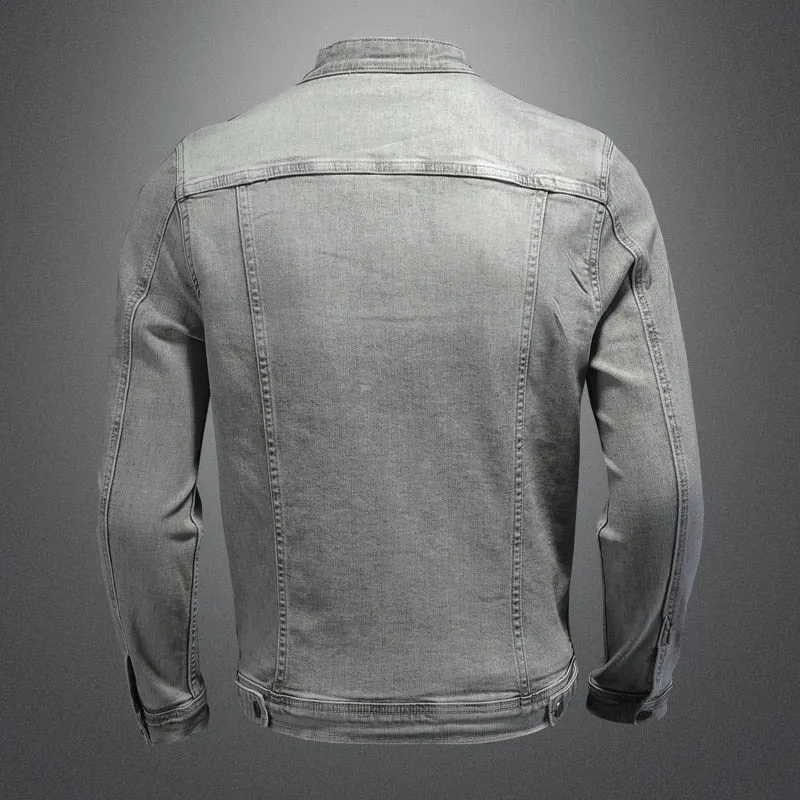 West Louis Moto Biker Streetwear Denim Jacket