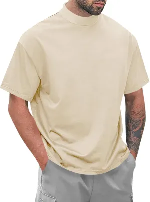 Wihion Men Turtleneck Mock Neck T Shirts Short Sleeve Ribbed High Neck T-Shirt Tee