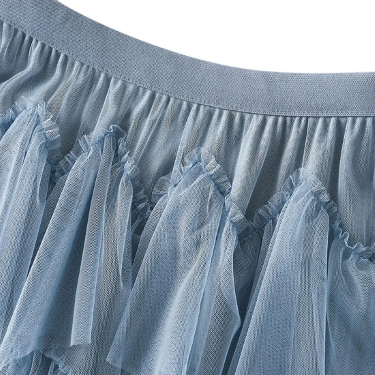 Women Mesh Layered A-Line Skirt Summer High Waist Party Skirt Elegant Mesh Patchwork Tulle Tutu Midi Skirt