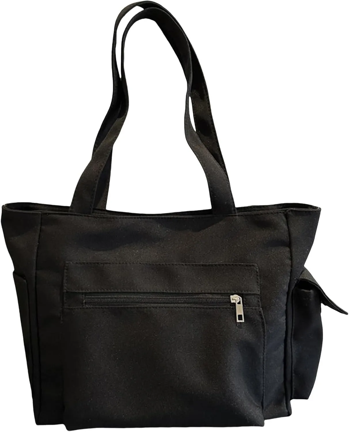 Women Shoulder Bags Fashion New Pattern Simple Solid Color Large Capacity Casual Practical Zipper Bag (Black, One Size)