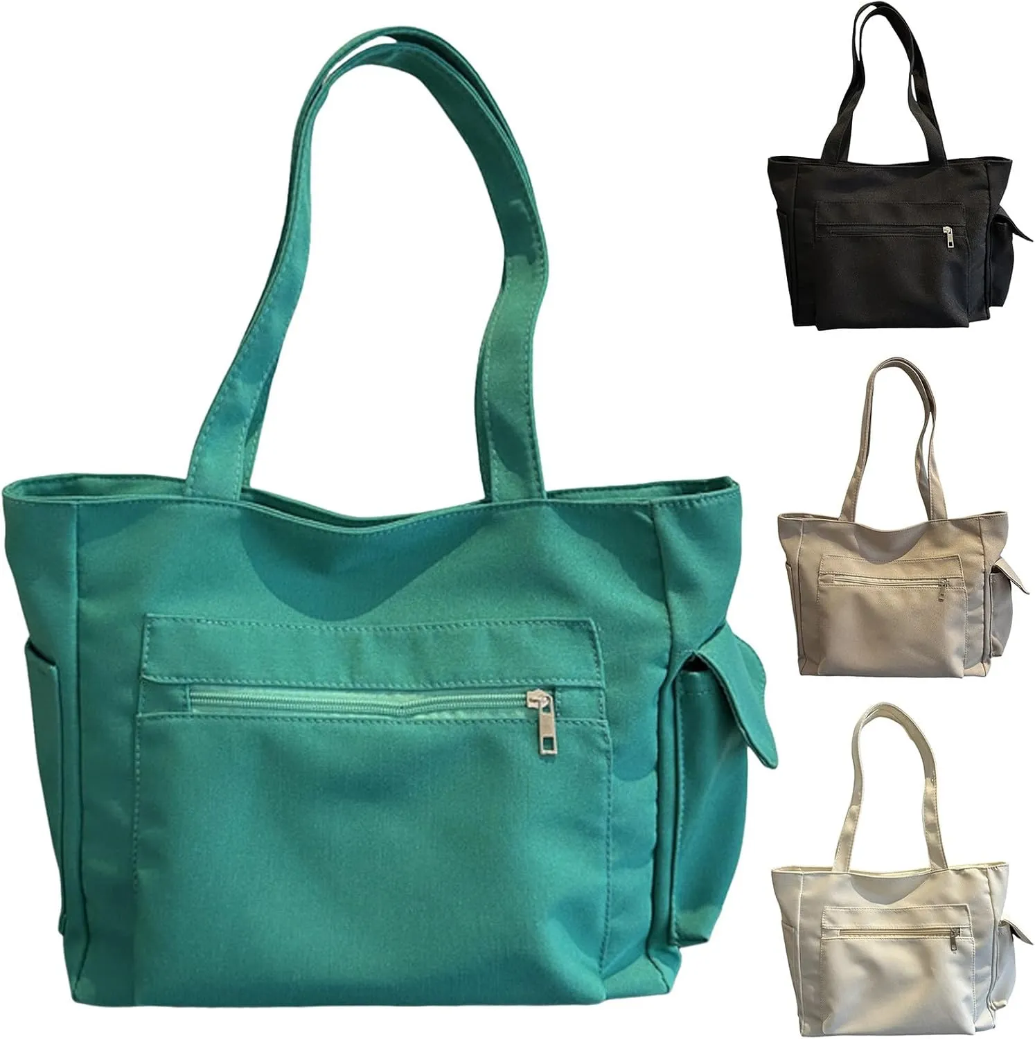 Women Shoulder Bags Fashion New Pattern Simple Solid Color Large Capacity Casual Practical Zipper Bag (Green, One Size)