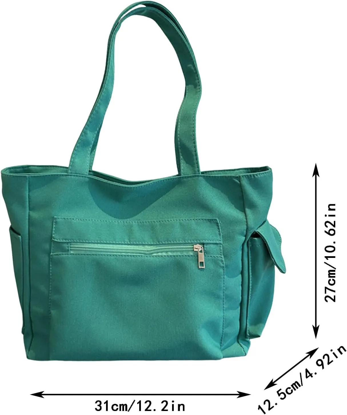 Women Shoulder Bags Fashion New Pattern Simple Solid Color Large Capacity Casual Practical Zipper Bag (Green, One Size)