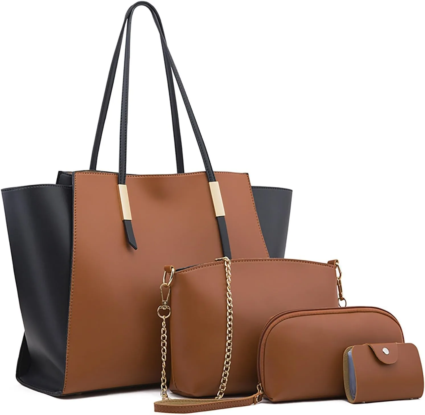 Women Shoulder Handbag Roomy Multiple Pockets Bag Ladies Shoulder Purse Fashion Tote Handbags for (Brown, One Size)