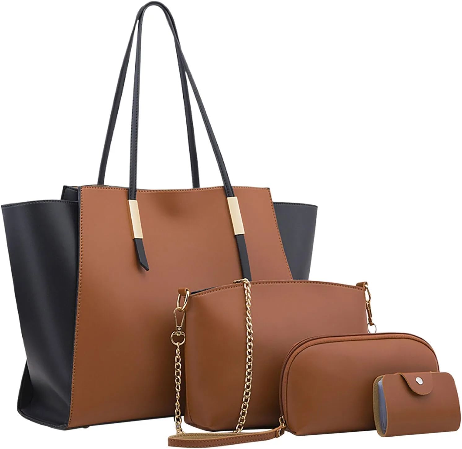 Women Shoulder Handbag Roomy Multiple Pockets Bag Ladies Shoulder Purse Fashion Tote Handbags for (Brown, One Size)
