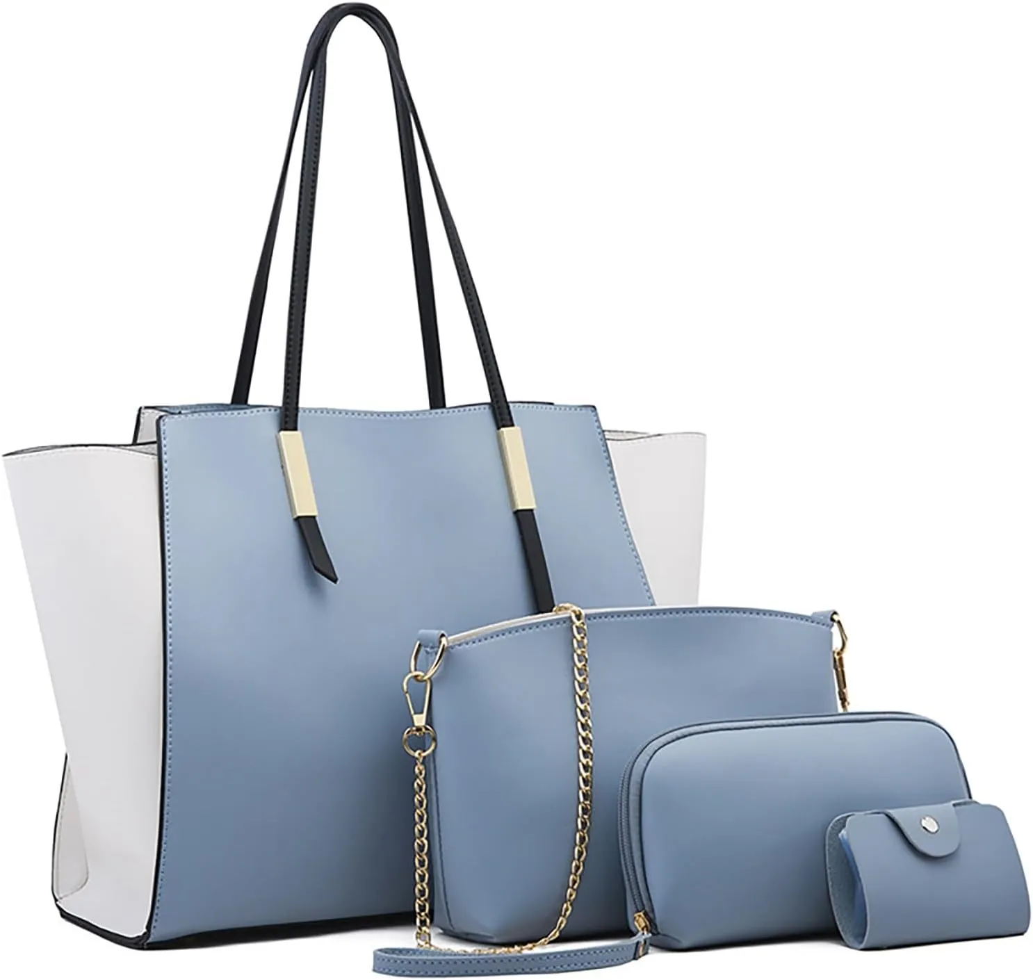 Women Shoulder Handbag Roomy Multiple Pockets Bag Ladies Shoulder Purse Fashion Tote Handbags for Women (Blue, One Size)
