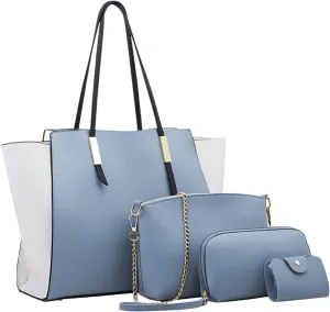Women Shoulder Handbag Roomy Multiple Pockets Bag Ladies Shoulder Purse Fashion Tote Handbags for Women (Blue, One Size)