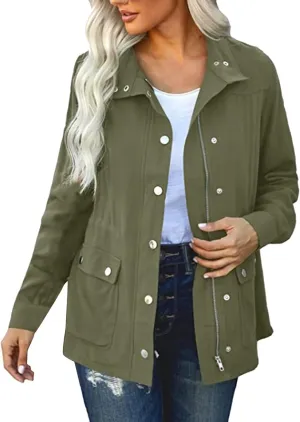 Womens 2024 Graceful Temperament Button Outwear Long Sleeve Zipper Overcoat Comfort Slim Jacket Coat with Pockets Suits