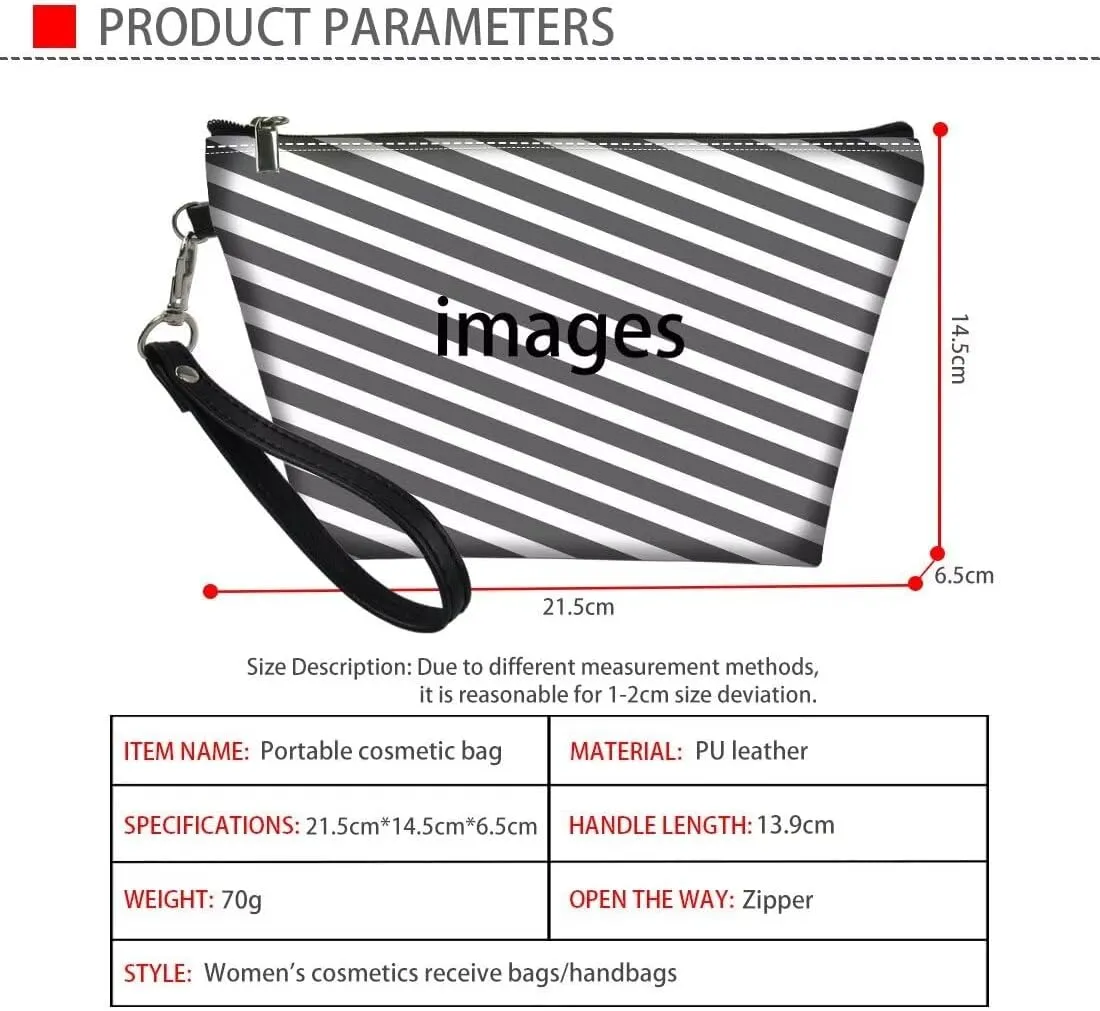 Womens Baseball Print Makeup Pouch PU Leather Travel Cosmetic Bags Portable Minimalist Clutch Brush Bag Holders