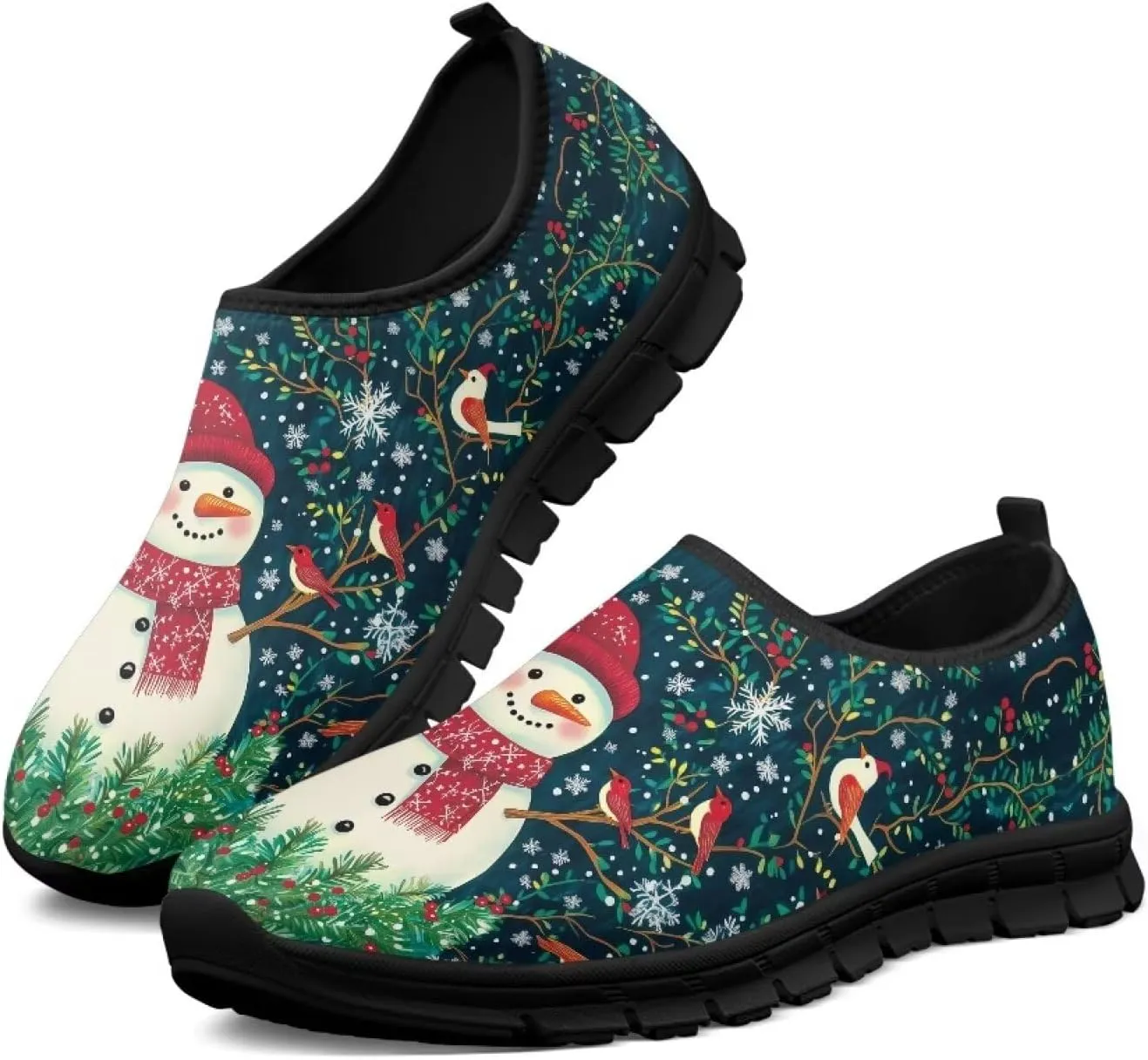 Women's Christmas Sneaker Casual Low Top Shoes Slip On Lightweight Non-Slip Holiday Walking Sneaker for Women US 5.5-11.5