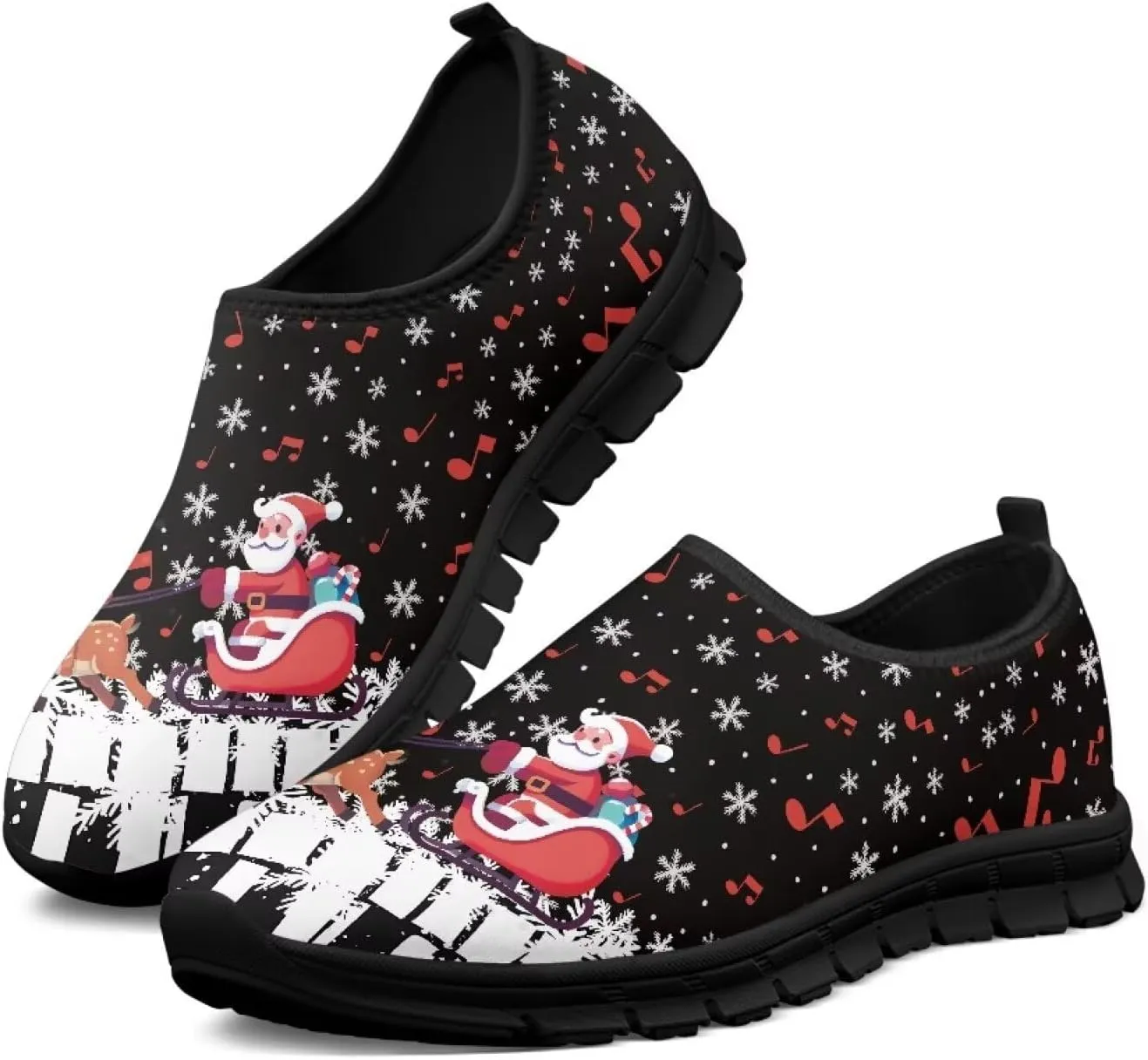 Women's Christmas Sneaker Casual Low Top Shoes Slip On Lightweight Non-Slip Holiday Walking Sneaker for Women US 5.5-11.5