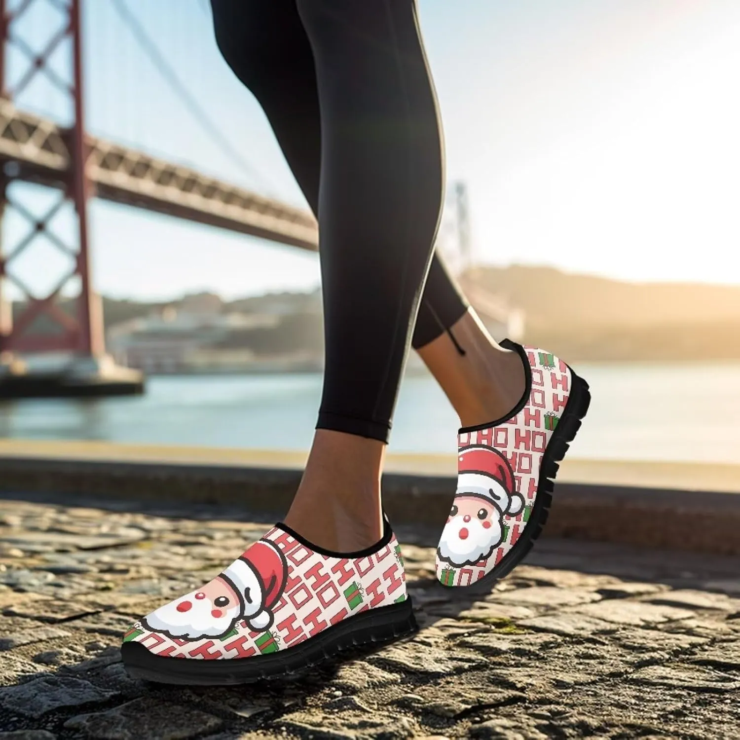 Women's Christmas Sneaker Casual Low Top Shoes Slip On Lightweight Non-Slip Holiday Walking Sneaker for Women US 5.5-11.5