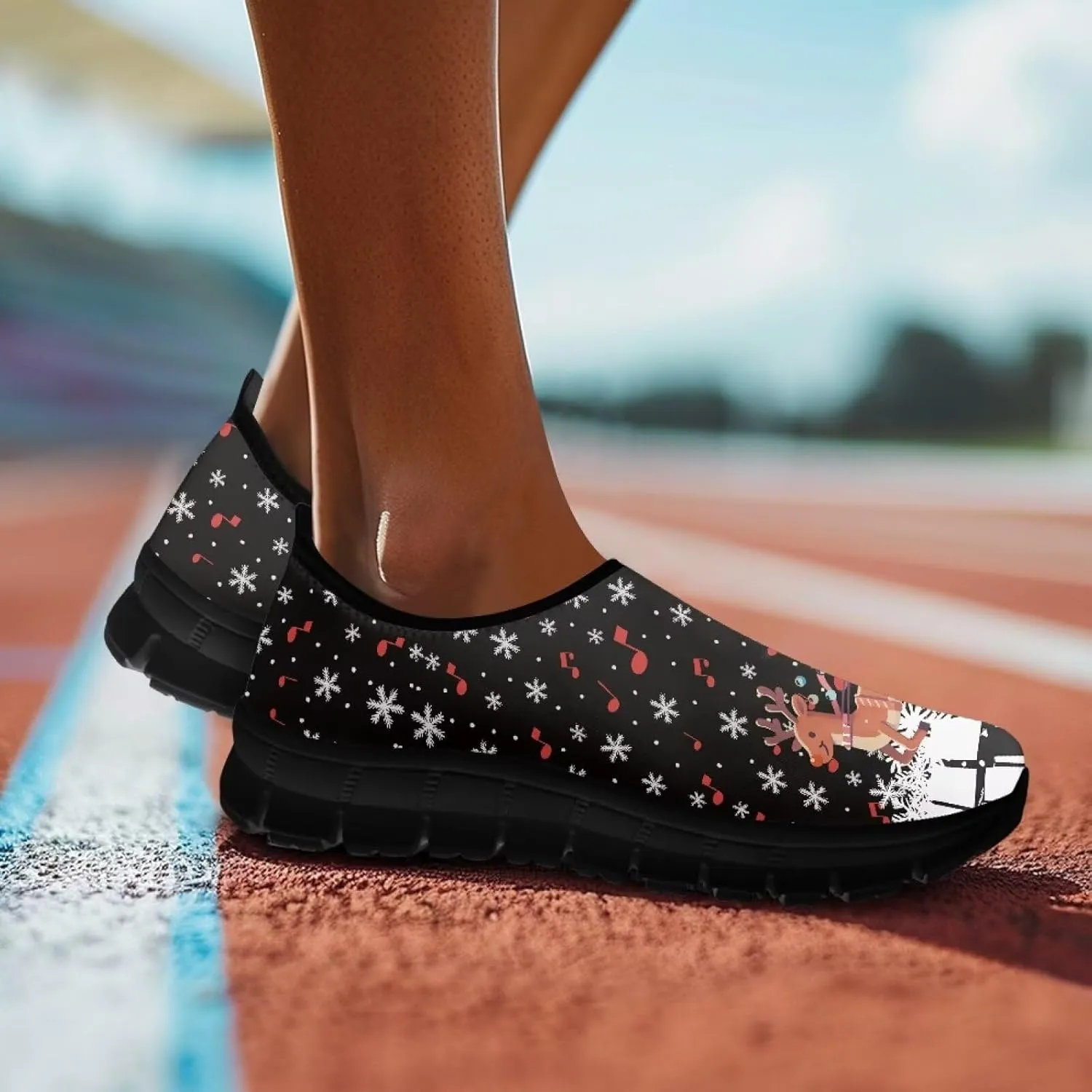 Women's Christmas Sneaker Casual Low Top Shoes Slip On Lightweight Non-Slip Holiday Walking Sneaker for Women US 5.5-11.5