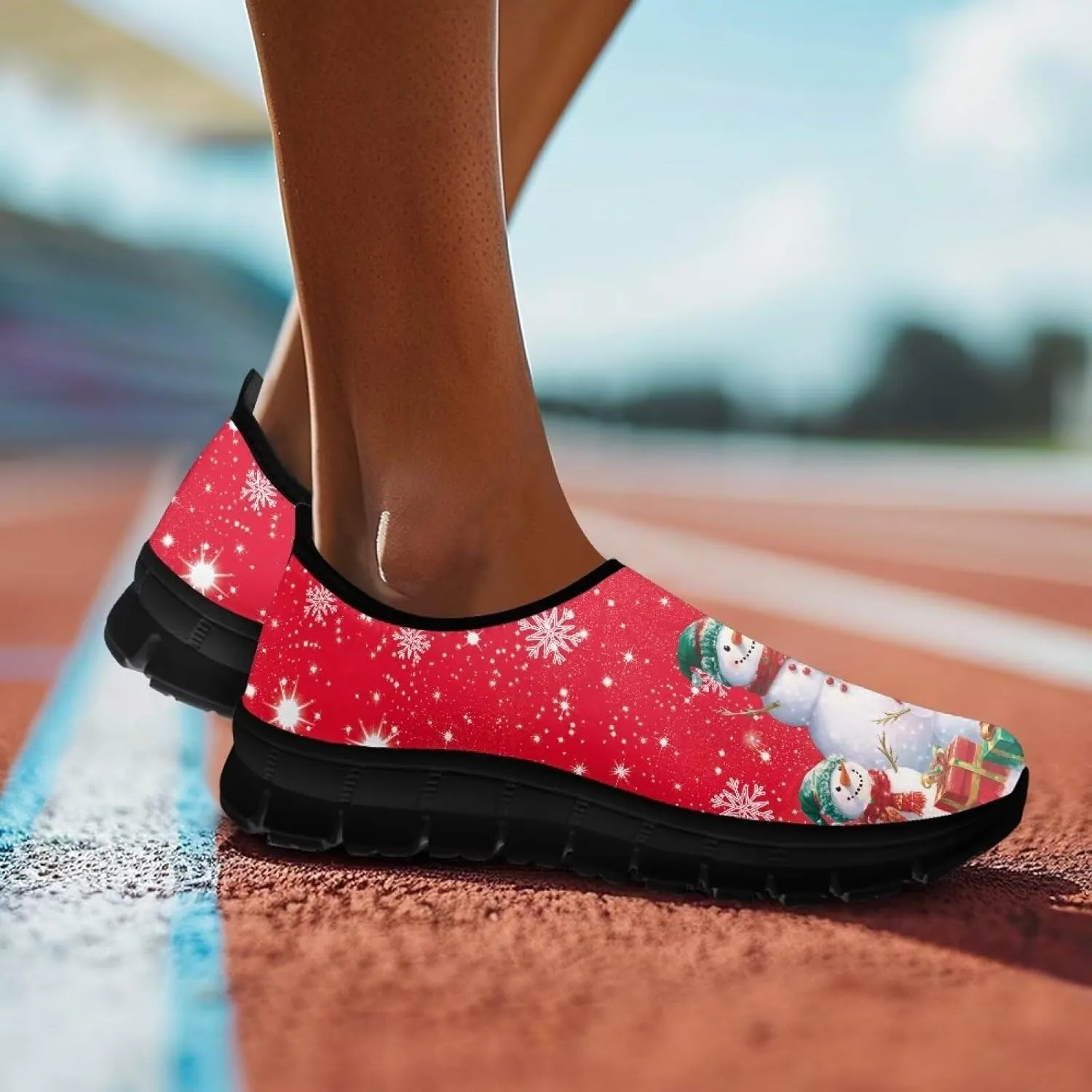 Women's Christmas Sneaker Casual Low Top Shoes Slip On Lightweight Non-Slip Holiday Walking Sneaker for Women US 5.5-11.5