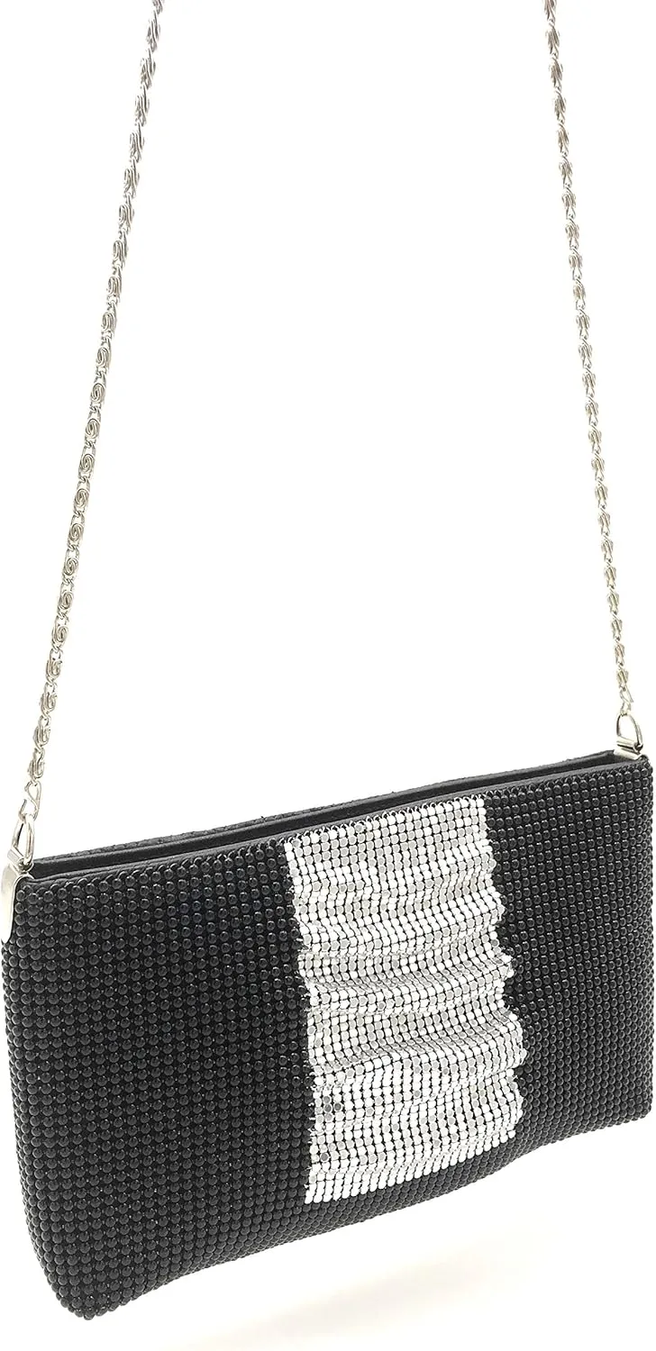 Womens clutch metal mesh metal beaded mesh evening purse for Cocktail Party Prom Wedding Banquet
