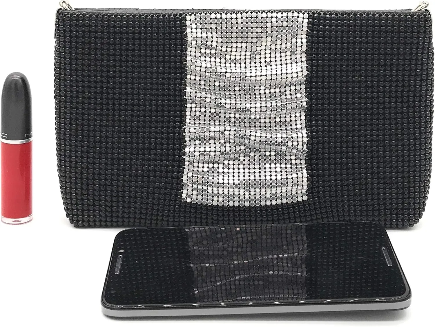 Womens clutch metal mesh metal beaded mesh evening purse for Cocktail Party Prom Wedding Banquet
