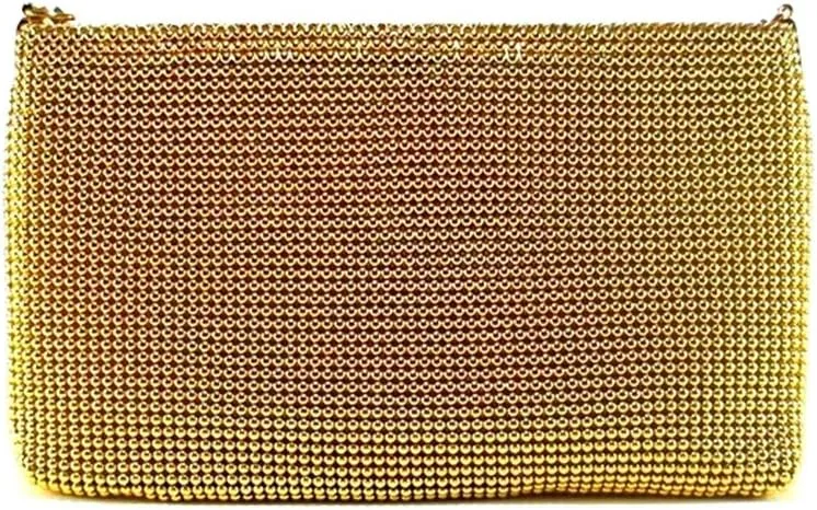 Womens clutch metal mesh metal beaded mesh evening purse for Cocktail Party Prom Wedding Banquet