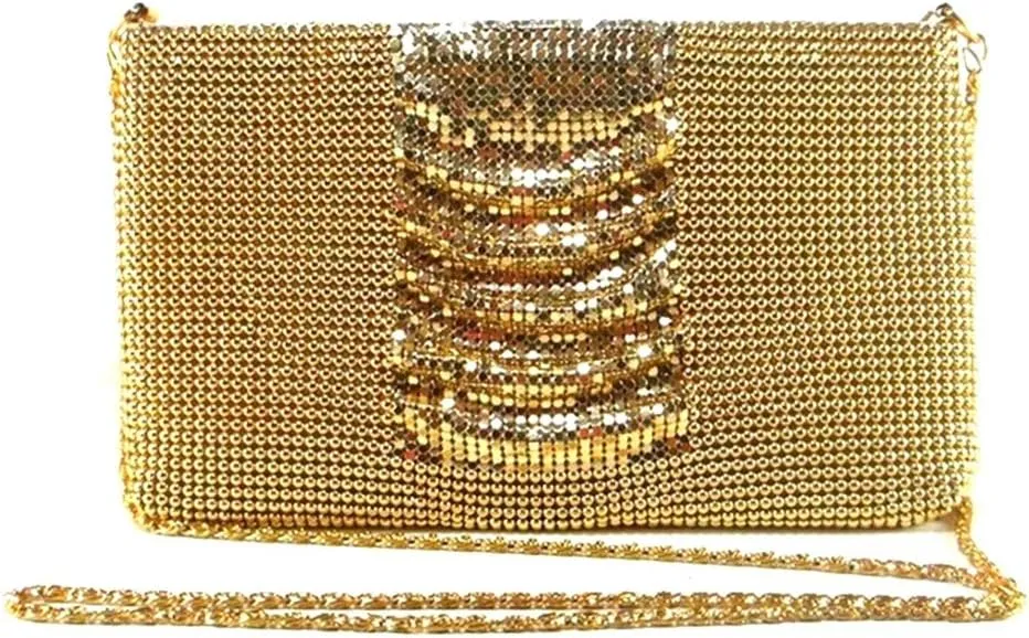 Womens clutch metal mesh metal beaded mesh evening purse for Cocktail Party Prom Wedding Banquet