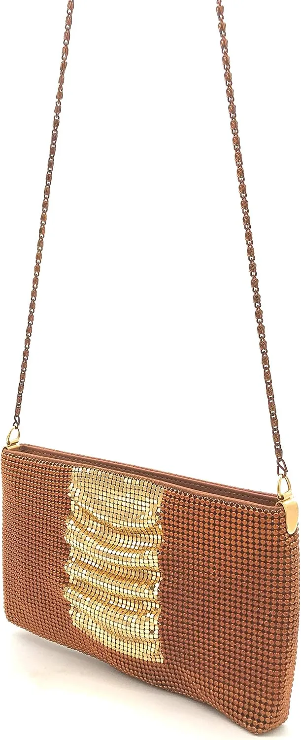 Womens clutch metal mesh metal beaded mesh evening purse for Cocktail Party Prom Wedding Banquet