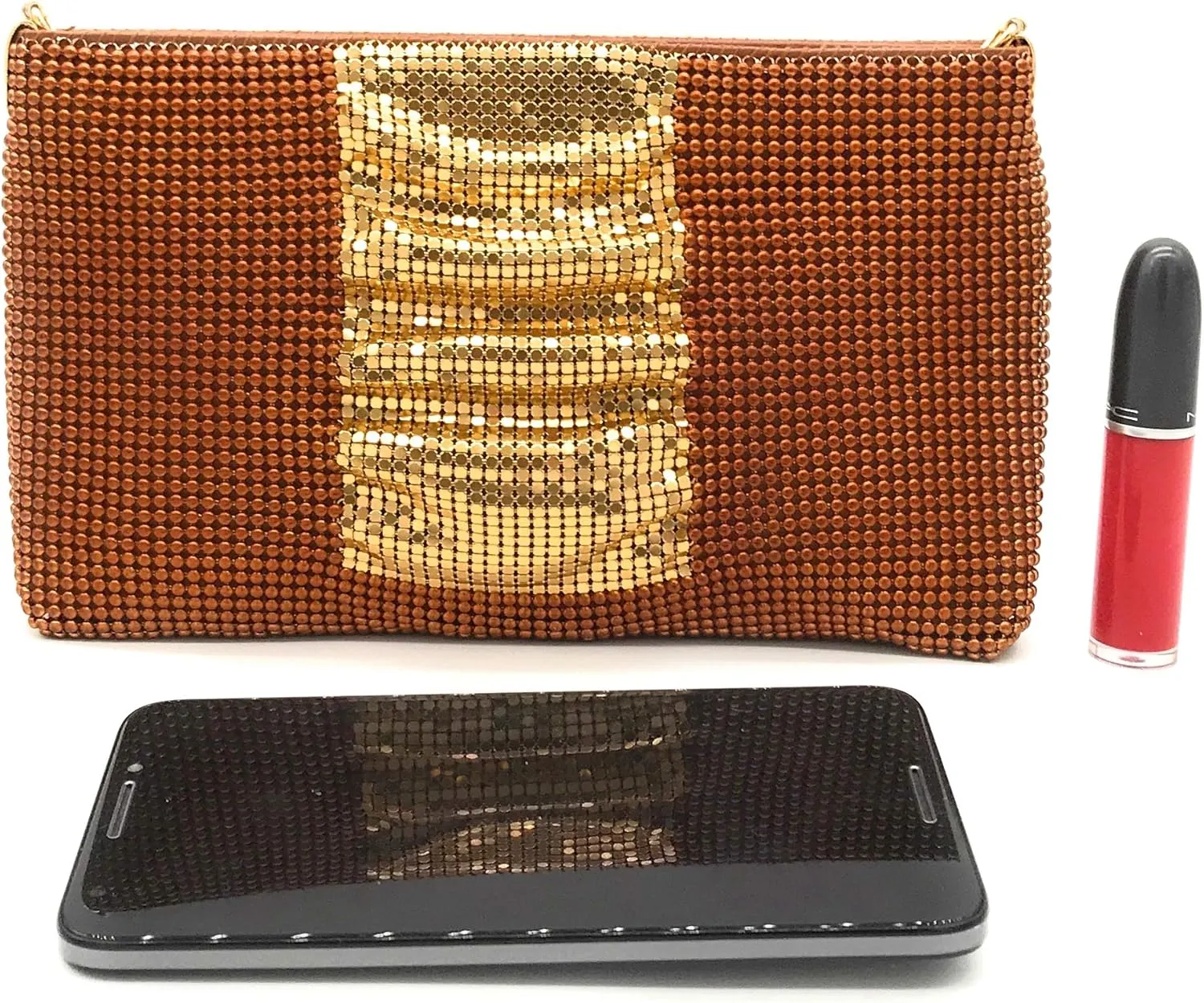 Womens clutch metal mesh metal beaded mesh evening purse for Cocktail Party Prom Wedding Banquet